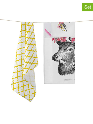 Happy Friday 2-delige set: theedoeken "Reindeer Tea" meerkleurig
