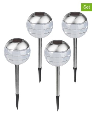 Garden Hero 4er-Set: LED-Solar-Gartenstecker in Silber - (H)30 cm