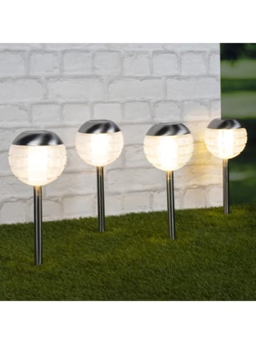 Profigarden Solarne lampy ogrodowe LED (4 szt.) w kolorze srebrnym na trzonku - wys. 30 cm