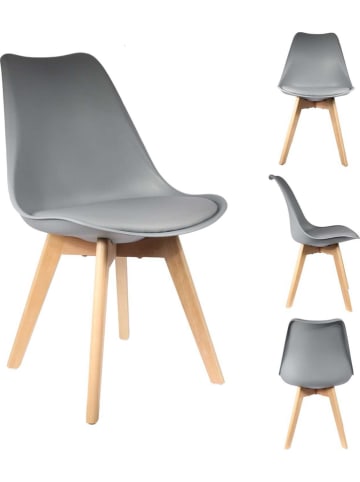 THE HOME DECO FACTORY 2-delige set: eetkamerstoelen grijs - (B)58 x (H)81,5 x (D)49 cm