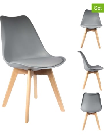 THE HOME DECO FACTORY 2er-Set: Esszimmerstühle in Grau - (B)58 x (H)81,5 x (T)49 cm