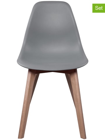 THE HOME DECO FACTORY 2-delige set: eetkamerstoelen grijs - (B)46 x (H)86 x (D)52 cm