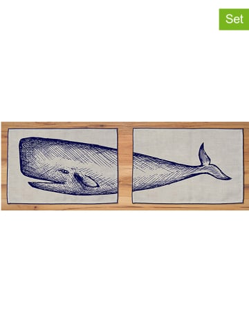 Really Nice Things 2-delige set: placemats "Cachalote" naturel/blauw - (L)45 x (B)30 cm