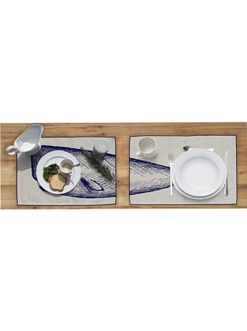 Really Nice Things 2-delige set: placemats "Cachalote" naturel/blauw - (L)45 x (B)30 cm
