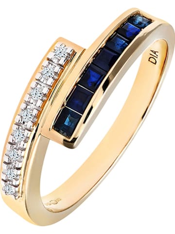 Diamant Exquis Gouden ring met diamanten en saffieren
