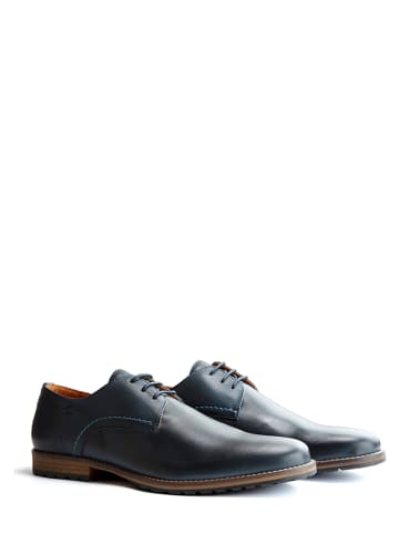 TRAVELIN' Leder-Schnürschuhe "Manchester" in Dunkelblau