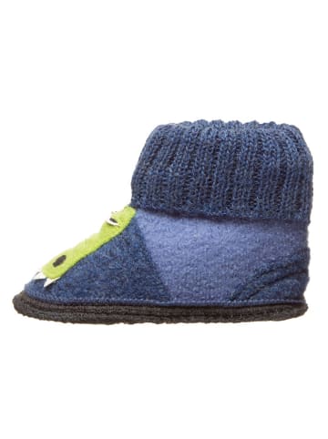 kitz-pichler Filz-Hüttenschuhe "Schwaz Krokodil" in Jeansblau/ Hellblau