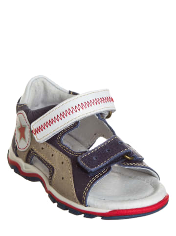 Lea Lelo Leder-Sandalen in Dunkelblau/ Weiß/ Beige