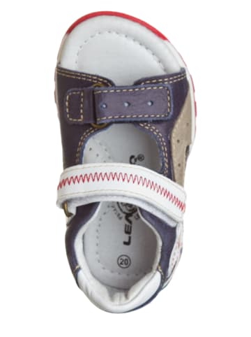 Lea Lelo Leder-Sandalen in Dunkelblau/ Weiß/ Beige
