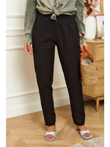 Rodier Lin Lniane spodnie "Provence" w kolorze czarnym