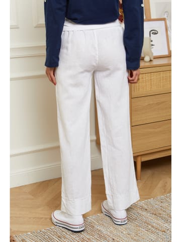 Le Monde du Lin Lniane spodnie "Valencia" w kolorze białym
