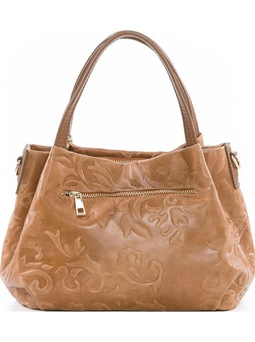 Anna Morellini Leren handtas "Clarissa" lichtbruin - (B)28 x (H)20 x (D)12 cm