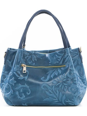 Anna Morellini Leren handtas "Clarissa" blauw - (B)28 x (H)20 x (D)12 cm