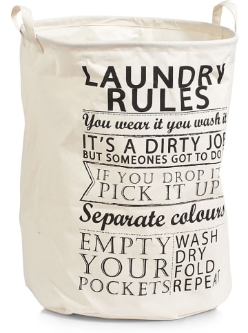 Zeller Wäschesammler "Laundry Rules" in Beige - (H)48 x Ø 38 cm