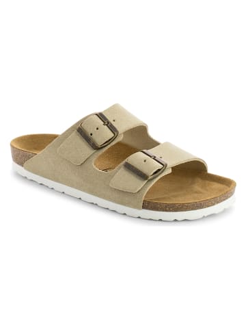Sunbay Leren slippers "Trefle" beige