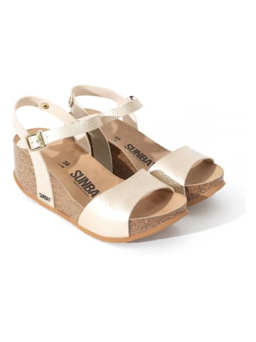 Sunbay Leder-Keilsandaletten in Gold