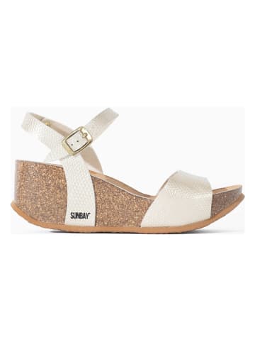 Sunbay Leder-Keilsandaletten in Gold