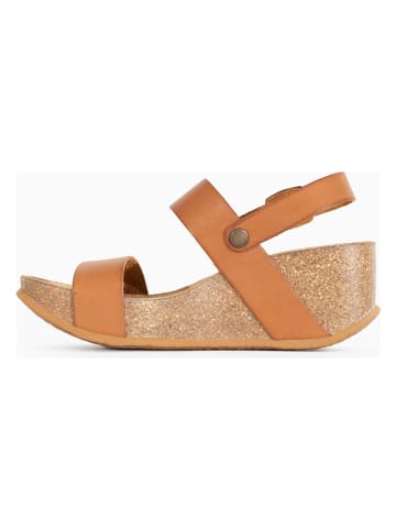Sunbay Leren sleehaksandalen "Hibiscus" lichtbruin
