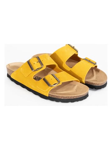 Sunbay Leren slippers "Trefle" geel