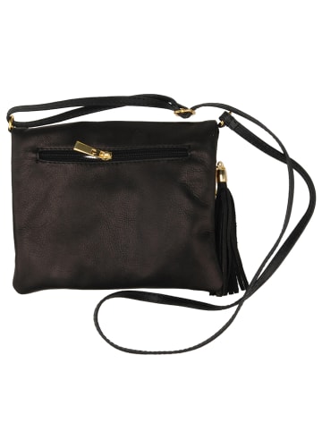 Florence Bags Leder-Umhängetasche "Castagno" in Schwarz - (B)18 x (H)20 x (T)2 cm