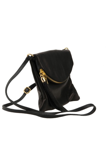 Florence Bags Leder-Umhängetasche "Castagno" in Schwarz - (B)18 x (H)20 x (T)2 cm