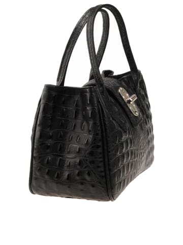 Florence Bags Leder-Henkeltasche "Cursa" in Schwarz - (B)26 x (H)17 x (T)12 cm