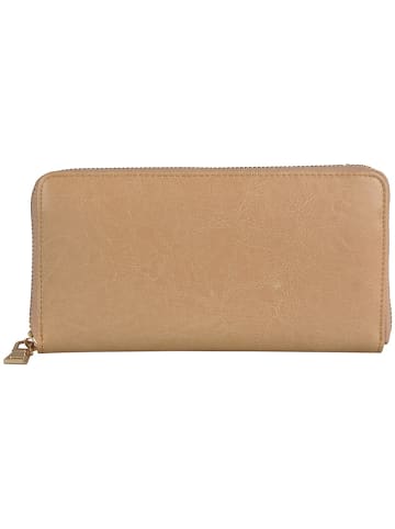 Florence Bags Skórzany portfel "Nador" w kolorze beżowym - 20 x 10 x 2 cm