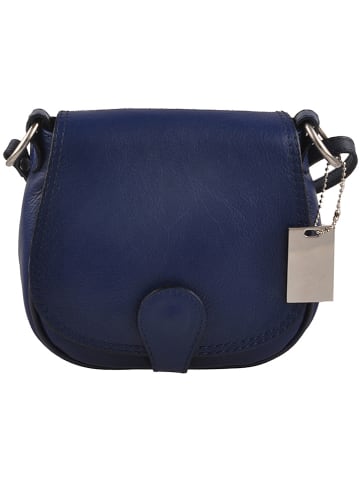 Florence Bags Leder-Umhängetasche "Gisstel" in Dunkelblau - (B)19 x (H)17 x (T)5 cm