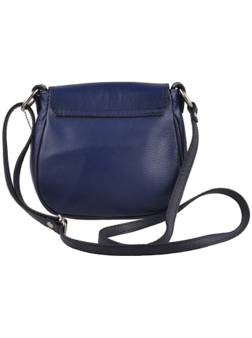 Florence Bags Leder-Umhängetasche "Gisstel" in Dunkelblau - (B)19 x (H)17 x (T)5 cm