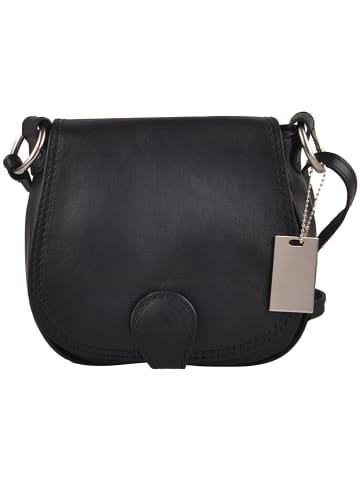 Florence Bags Leder-Umhängetasche "Gisstel" in Schwarz - (B)19 x (H)17 x (T)5 cm