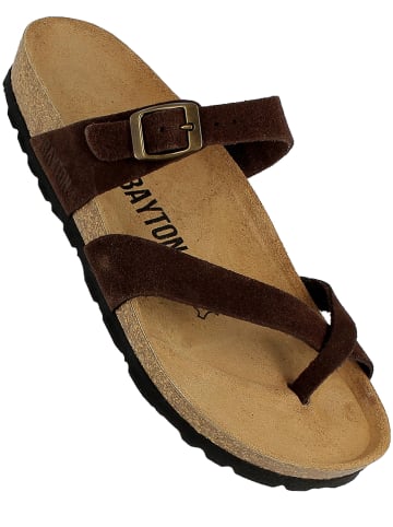 BAYTON Leren teenslippers "Diane" donkerbruin