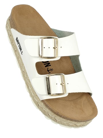 BAYTON Leren slippers wit