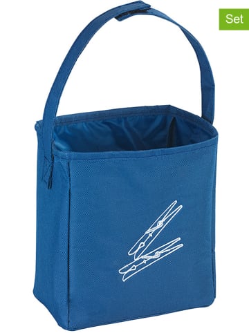 Wenko 2er-Set: Wäscheklammerbeutel in Blau - (B)10 x (H)19 x (T)17 cm