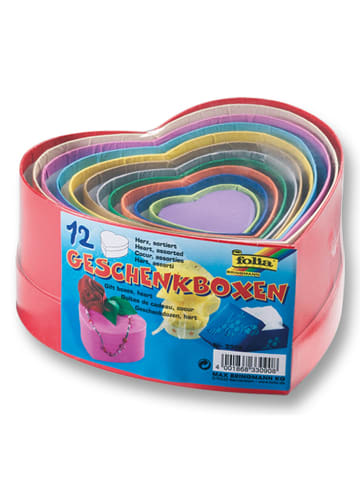 folia PAPER Geschenkboxen "Herz" in Bunt - 12 Stück