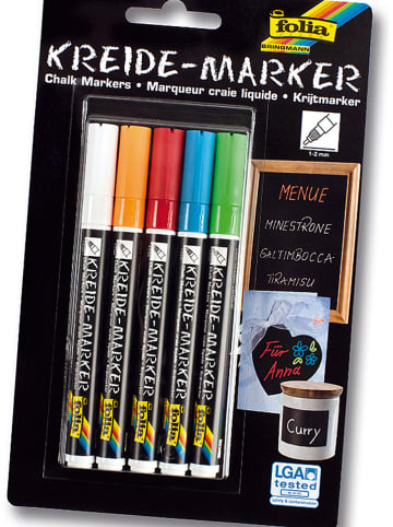 folia PAPER Kreidemarker in Bunt - 5 Stück