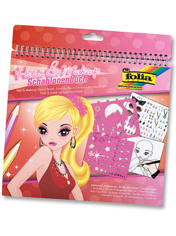Folia Schablonenbuch "Haar & Make-up" in Bunt - (L)24 x (B)14,2 cm