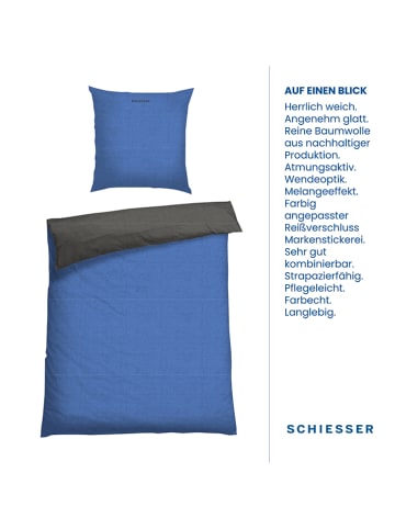 Schiesser Renforcé beddengoedset blauw/antraciet