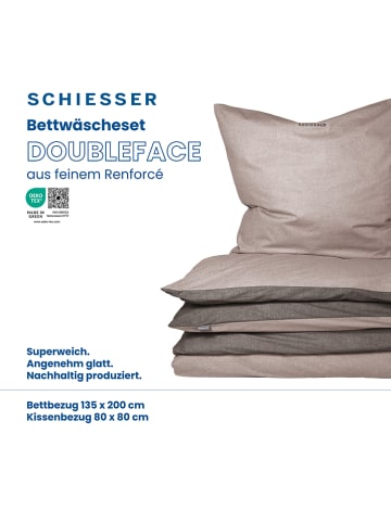 Schiesser Renforcé-Bettwäsche-Set in Hellbraun/ Braun