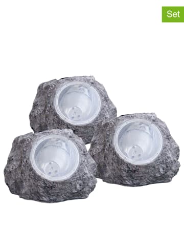 Globo lighting 3-delige set: ledsolarlampen grijs - (H)10,5 cm