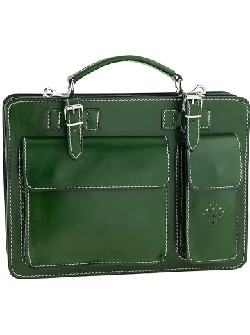 ORE10 Leder-Businesstasche "Bologna" in Grün - (B)32 x (H)22 x (T)12 cm