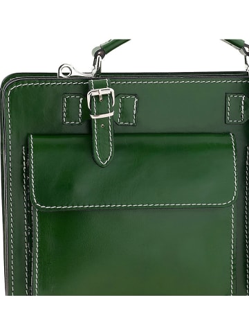 ORE10 Leder-Businesstasche "Bologna" in Grün - (B)32 x (H)22 x (T)12 cm