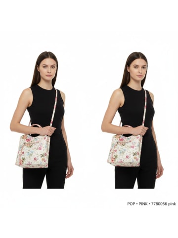 ORE10 Leder-Schultertasche in Weiß/ Rosa - (B)27 x (H)30 x (T)9 cm