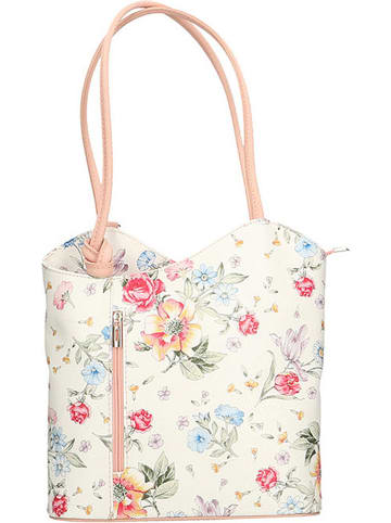 ORE10 Leder-Schultertasche in Weiß/ Rosa - (B)27 x (H)30 x (T)9 cm