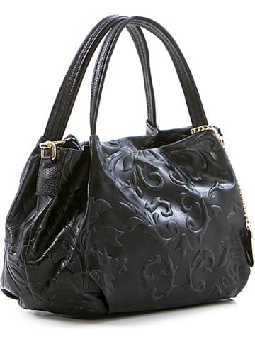 Anna Morellini Leder-Henkeltasche "Clarissa" in Schwarz - (B)28 x (H)20 x (T)12 cm