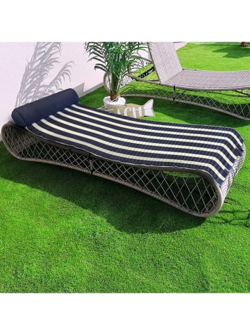Le Comptoir de la Plage Strandmat "Bahia" donkerblauw/wit - (L)180 x (B)60 cm
