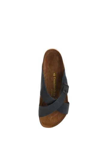 Comfortfusse Leder-Pantoletten in Dunkelblau