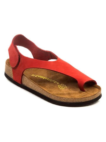 Comfortfusse Leder-Zehensandalen in Rot