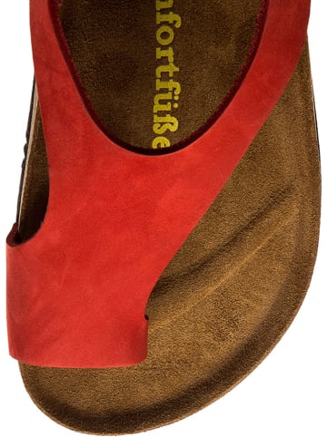 Comfortfusse Leren teenslippers rood