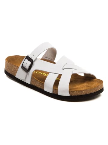 Comfortfusse Leder-Pantoletten in Weiß