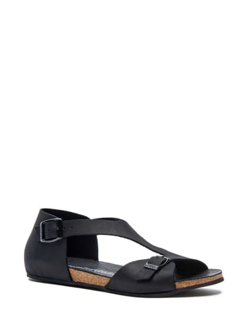 Comfortfusse Leder-Sandalen in Schwarz
